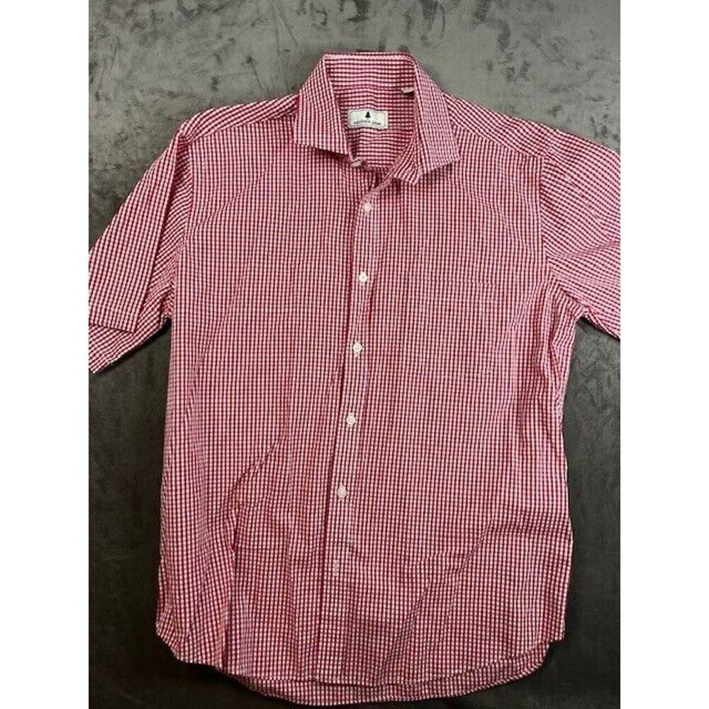 Southern Pines Button Down Shirt Mens Size L Large Gingham Check RED White‎